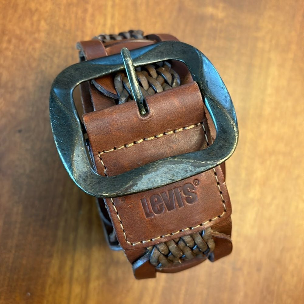 Vintage Levi's Braided Woven Leather Belt - Large